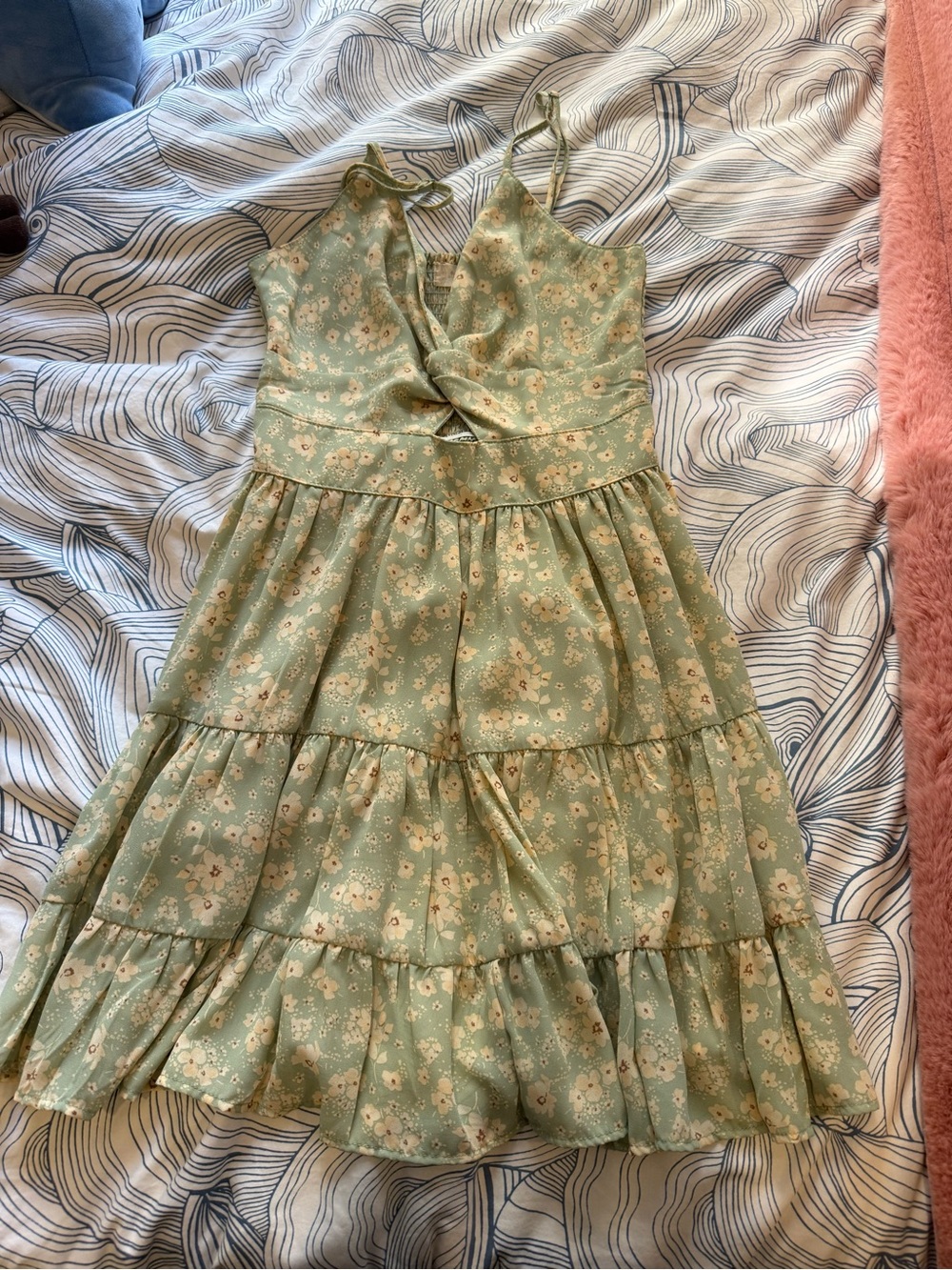 Women’s Floral Tiered Summer Dress - Sage Green